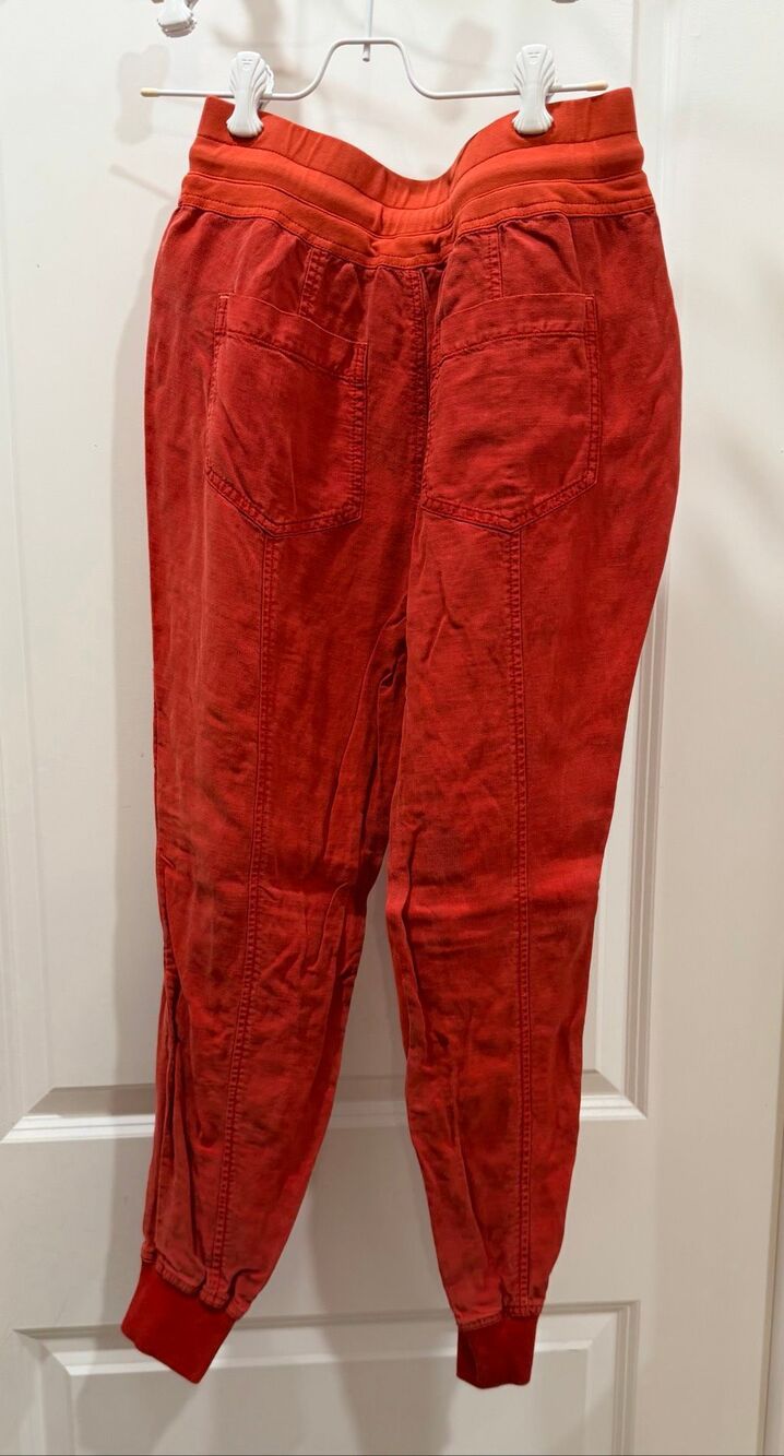 Anthropologie The Nomad Red Orange Cargo Jogger Pants Drawstring XS Athleisure